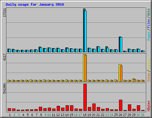 Daily usage for January 2016